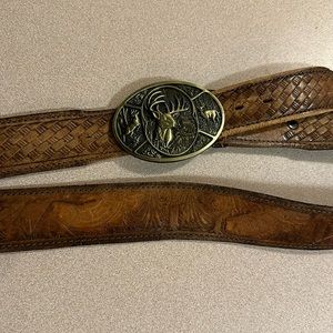 Vintage embossed leather western belt